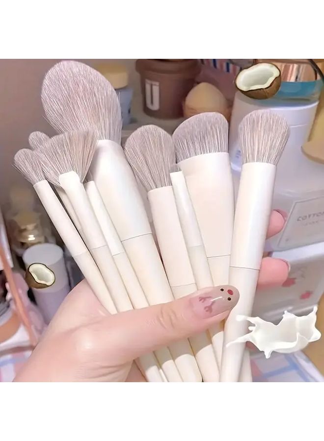 10pcs Apricot And Brown Makeup Brush Set Powder Blush Contour Foundation Eyeshadow - Image 1